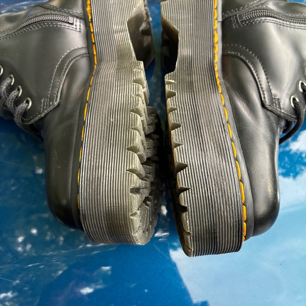 Dr. Martens Black Leather Ankle Boots with Yellow Accents - Picture 4 of 10